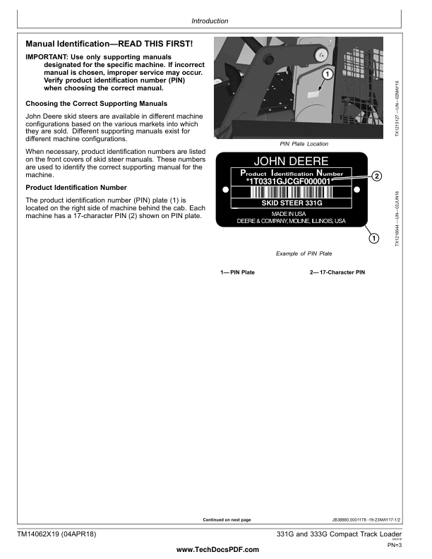 John Deere 331G 333G Compact Track Loader Operation and Test Service Manual TM14062X19 - Image 4