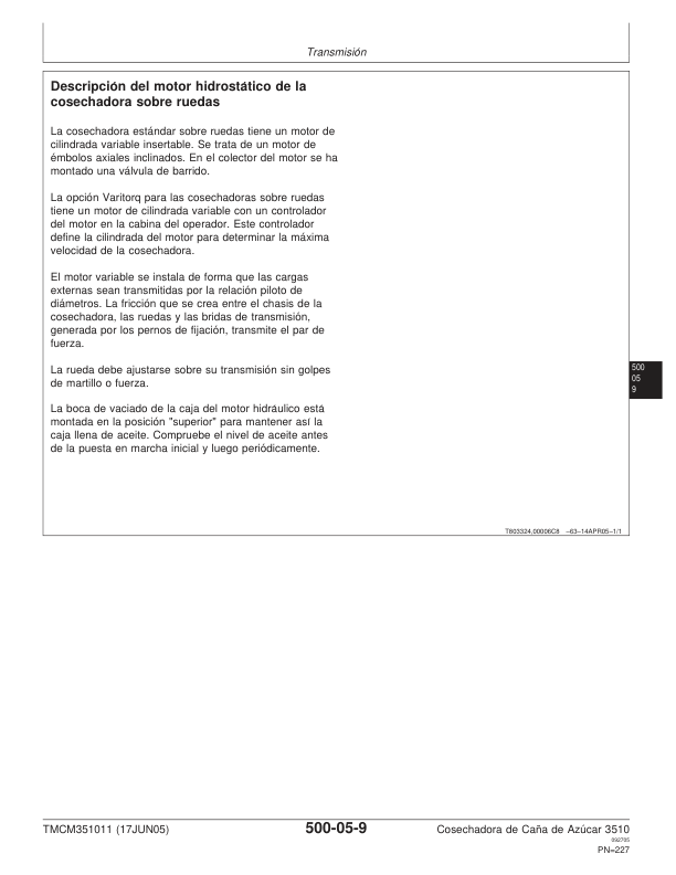 John Deere 3510 Sugarcane Harvester Service Manual TMCM351011 ES - Image 8