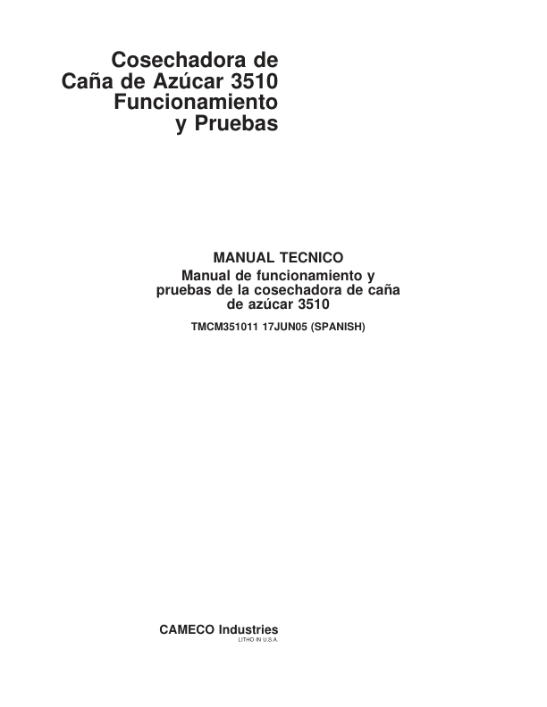 John Deere 3510 Sugarcane Harvester Service Manual TMCM351011 ES - Image 2