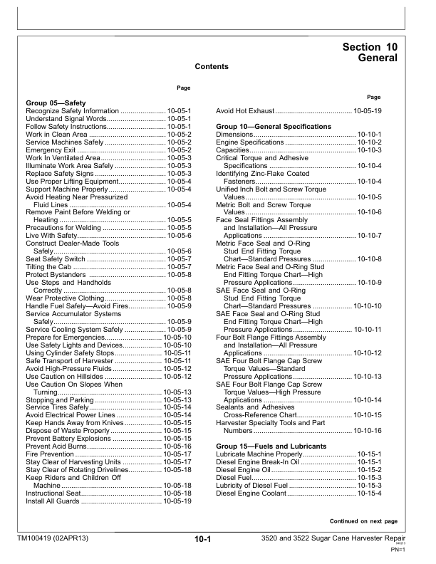 John Deere 3520 3522 Sugarcane Harvester Repair Manual TM100419-13 - Image 5