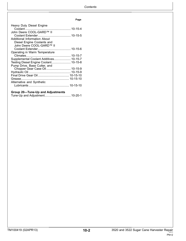 John Deere 3520 3522 Sugarcane Harvester Repair Manual TM100419-13 - Image 6