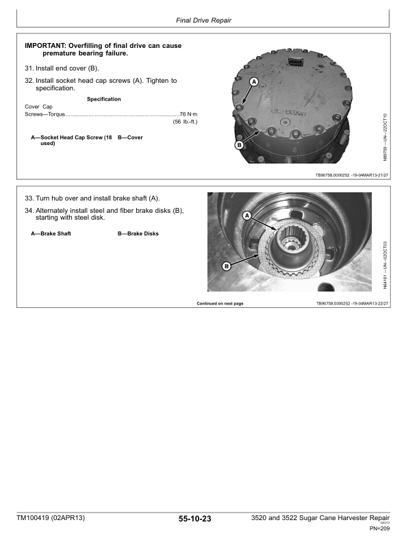 John Deere 3520 3522 Sugarcane Harvester Repair Manual TM100419-13 - Image 8