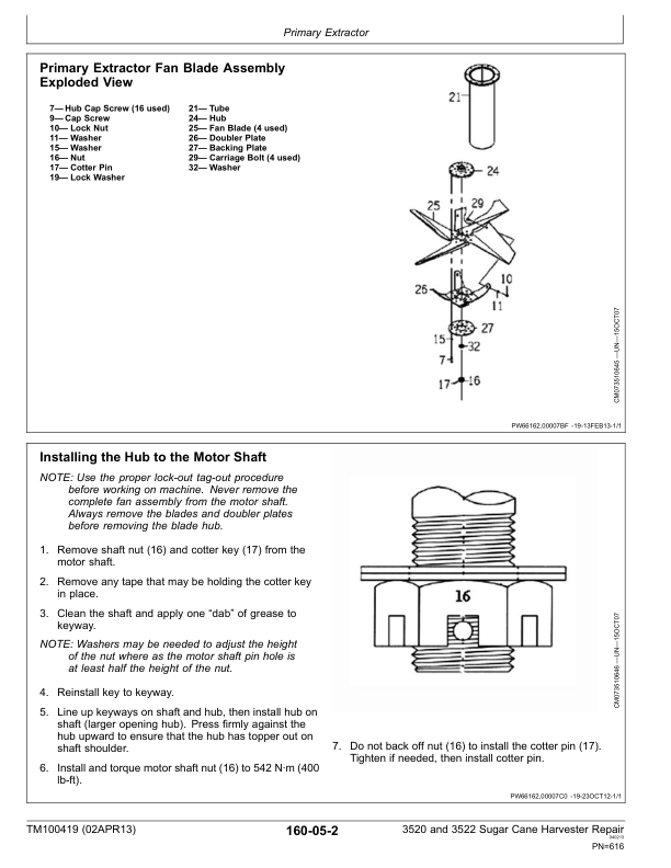 John Deere 3520 3522 Sugarcane Harvester Repair Manual TM100419-13 - Image 14