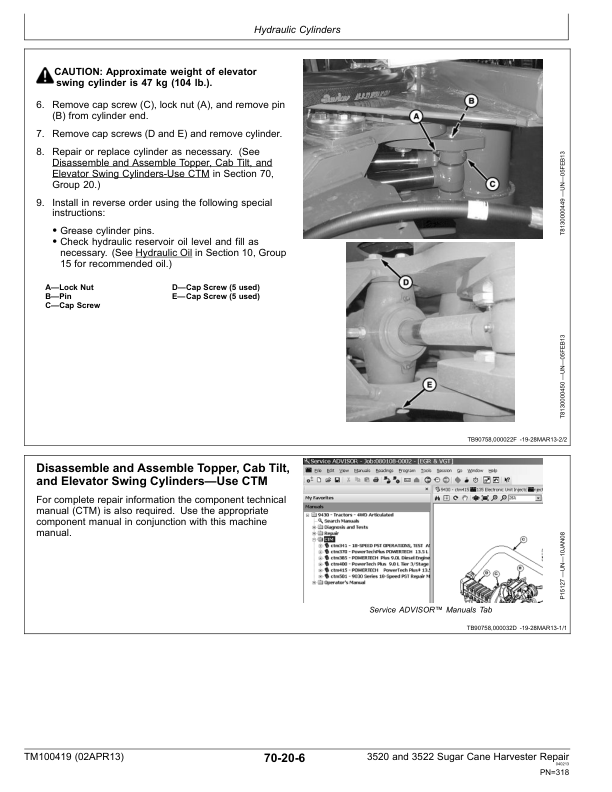 John Deere 3520 3522 Sugarcane Harvester Repair Manual TM100419-13 - Image 10