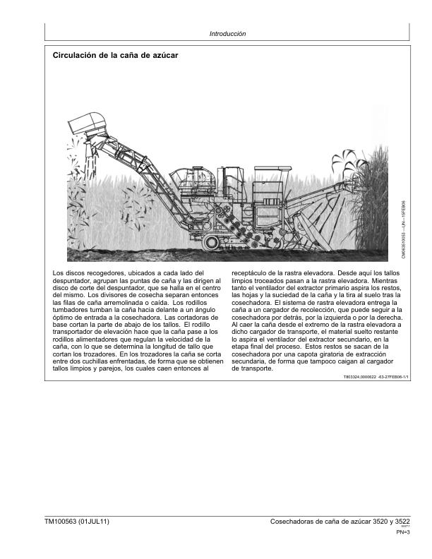 John Deere 3520 3522 Sugarcane Harvester Service Manual TM100563-11 ES - Image 4