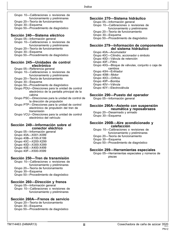 John Deere 3520 Sugarcane Harvester Diagnostic and Test Service Manual TM114463-13 ES - Image 6