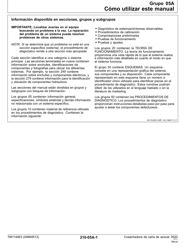 John Deere 3520 Sugarcane Harvester Diagnostic and Test Service Manual TM114463-13 ES - Image 9