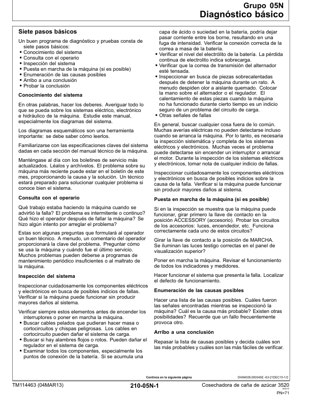 John Deere 3520 Sugarcane Harvester Diagnostic and Test Service Manual TM114463-13 ES - Image 15