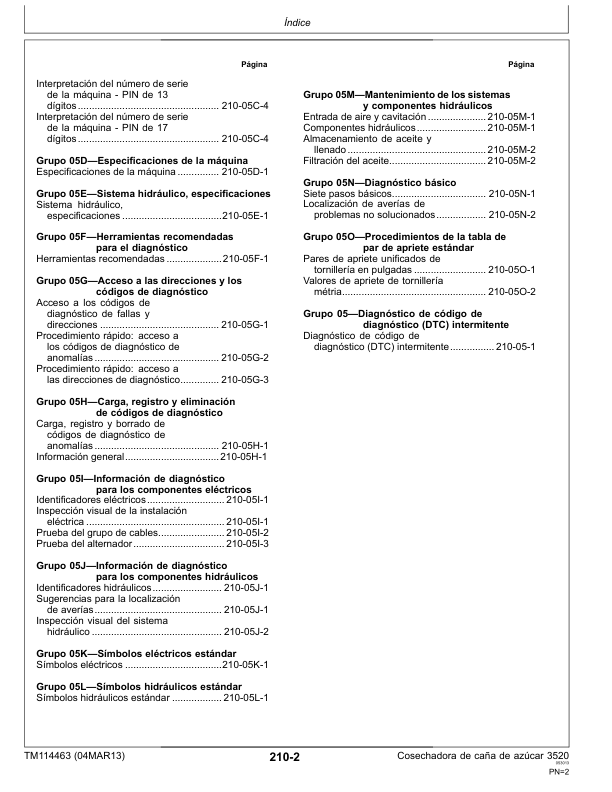 John Deere 3520 Sugarcane Harvester Diagnostic and Test Service Manual TM114463-13 ES - Image 8