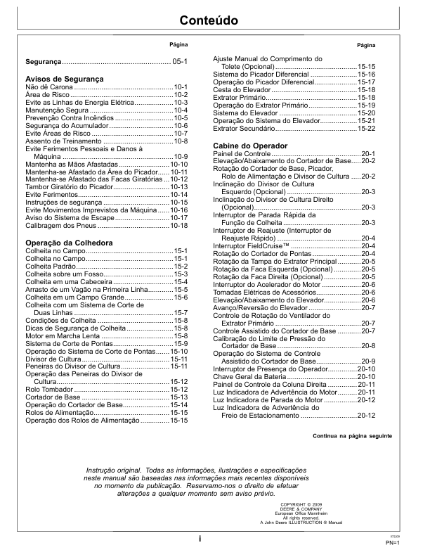 John Deere 3520 Sugarcane Harvester Operators Manual OMNW00272-G9 PT - Image 5