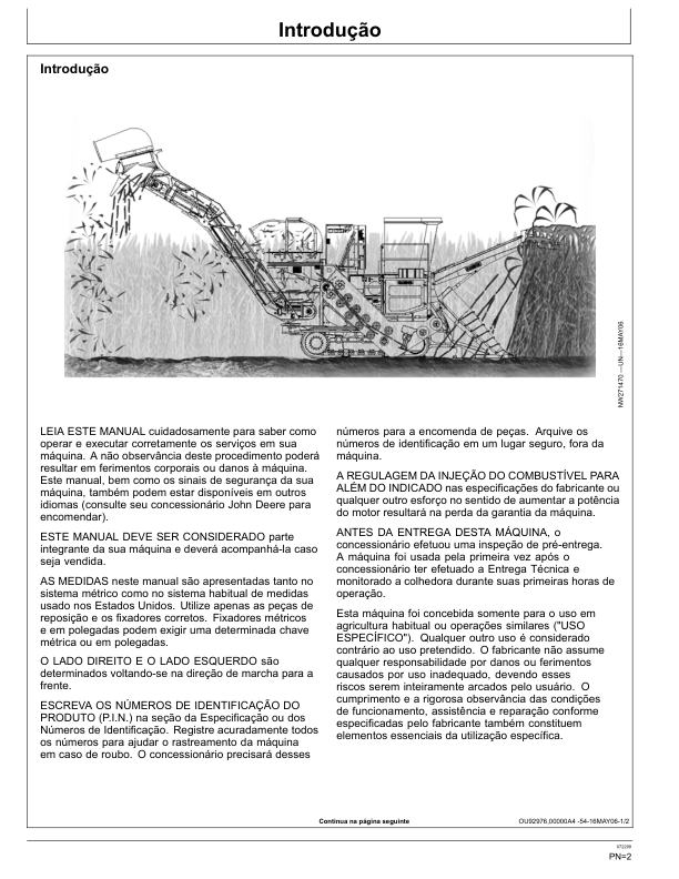 John Deere 3520 Sugarcane Harvester Operators Manual OMNW00272-G9 PT - Image 3