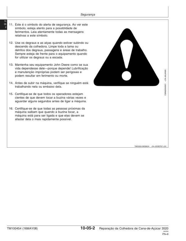 John Deere 3520 Sugarcane Harvester Repair Manual TM100454 PT - Image 3