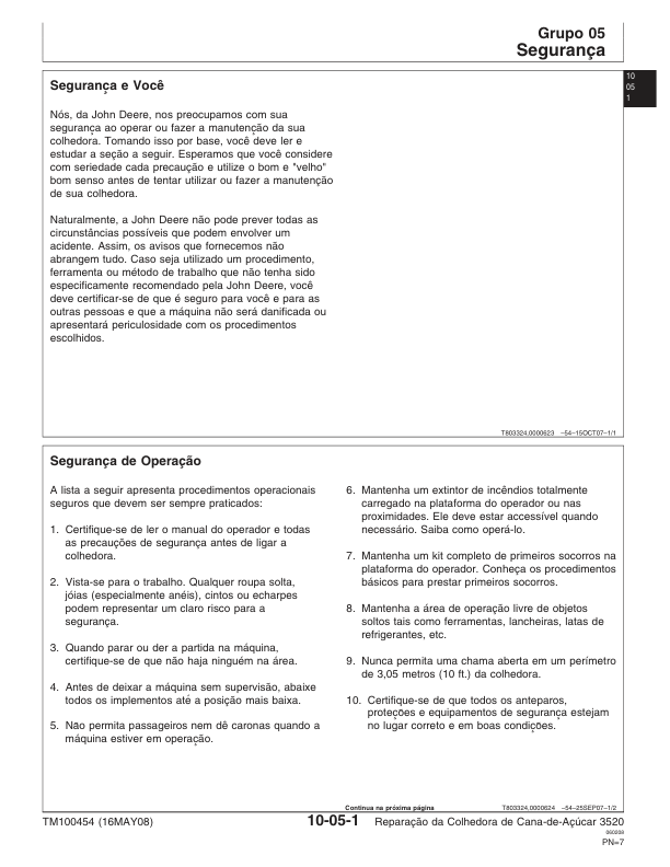 John Deere 3520 Sugarcane Harvester Repair Manual TM100454 PT - Image 8