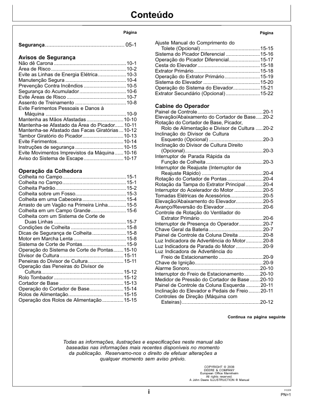 John Deere 3522 Sugarcane Harvester Operators Manual OMNW00275-L8 PT - Image 5
