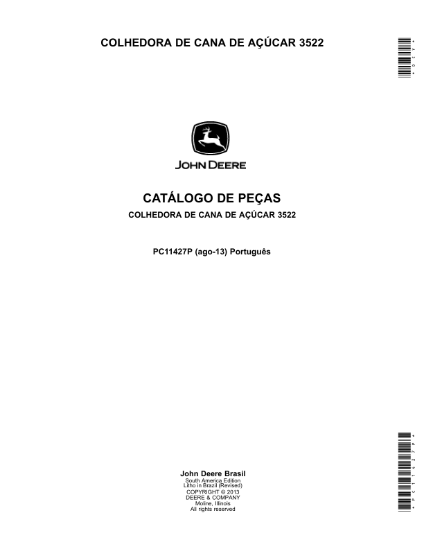 John Deere 3522 Sugarcane Harvester Parts Catalog PC11427P PT - Image 2