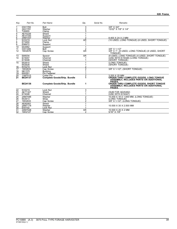 John Deere 3975 Pull Type Forage Harvester Parts Catalog PC10889 - Image 13
