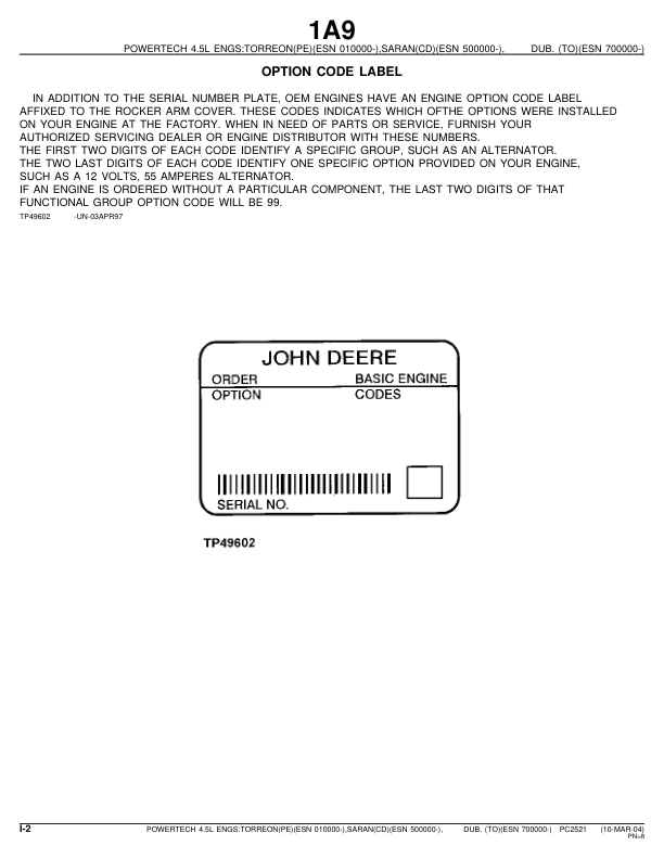 John Deere 4.5 L 4045 Engine Parts Catalog PC2521 - Image 11