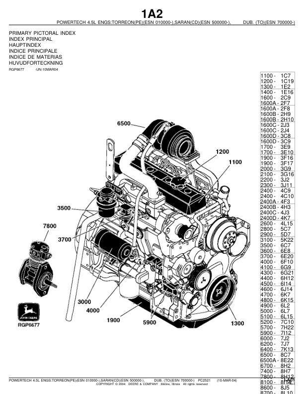 John Deere 4.5 L 4045 Engine Parts Catalog PC2521 - Image 4