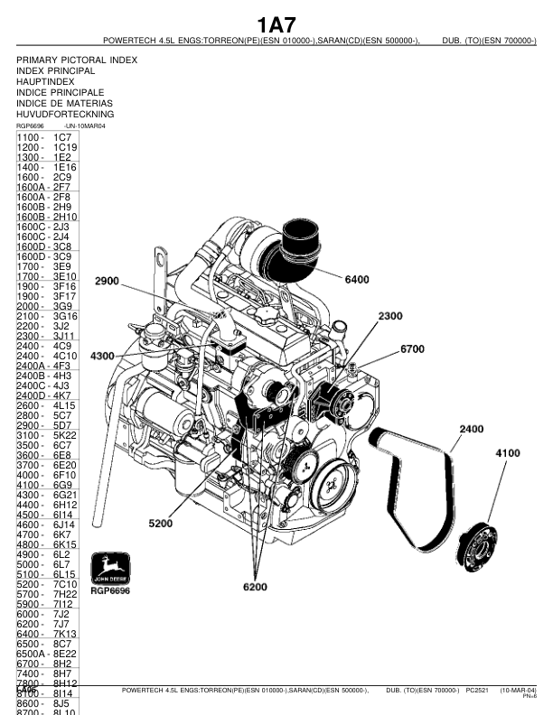John Deere 4.5 L 4045 Engine Parts Catalog PC2521 - Image 9