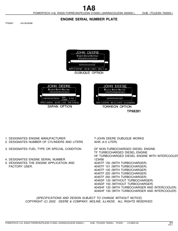 John Deere 4.5 L 4045 Engine Parts Catalog PC2521 - Image 10