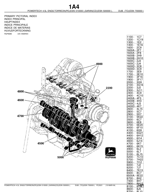 John Deere 4.5 L 4045 Engine Parts Catalog PC2521 - Image 6