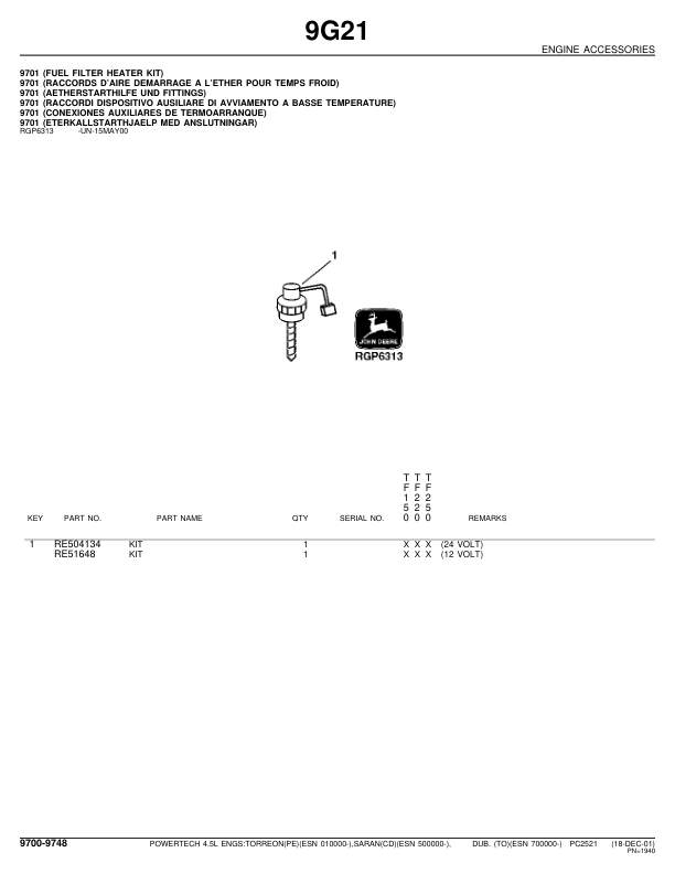 John Deere 4.5 L 4045 Engine Parts Catalog PC2521 - Image 14