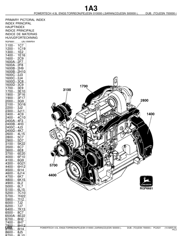 John Deere 4.5 L 4045 Engine Parts Catalog PC2521 - Image 5