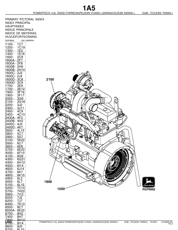 John Deere 4.5 L 4045 Engine Parts Catalog PC2521 - Image 7
