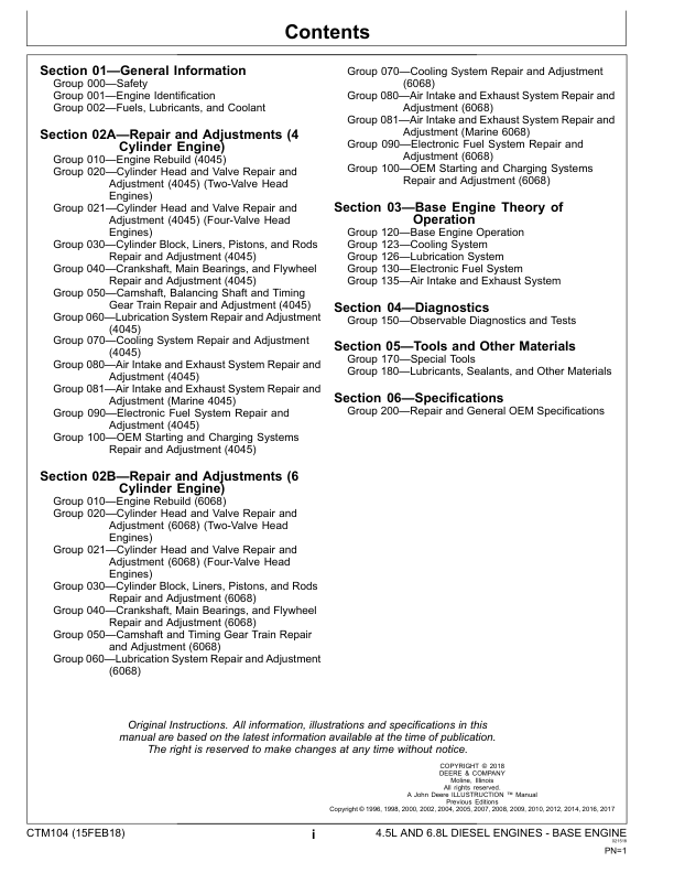 John Deere 4.5 L 6.8 L Base Engine Service Manual CTM104 - Image 8