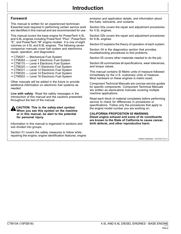 John Deere 4.5 L 6.8 L Base Engine Service Manual CTM104 - Image 9