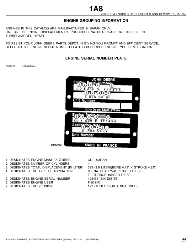 John Deere 4039 Engine Parts Catalog PC3191 - Image 13