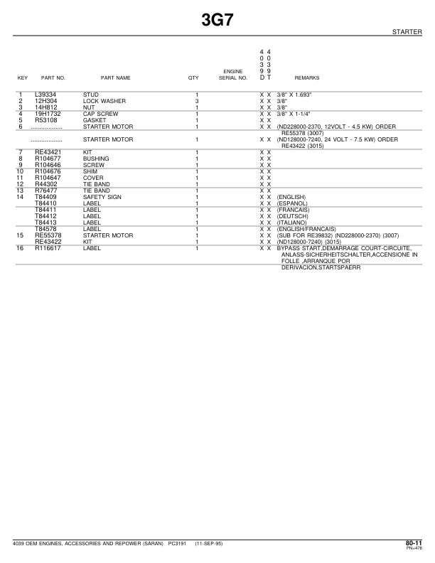 John Deere 4039 Engine Parts Catalog PC3191 - Image 22