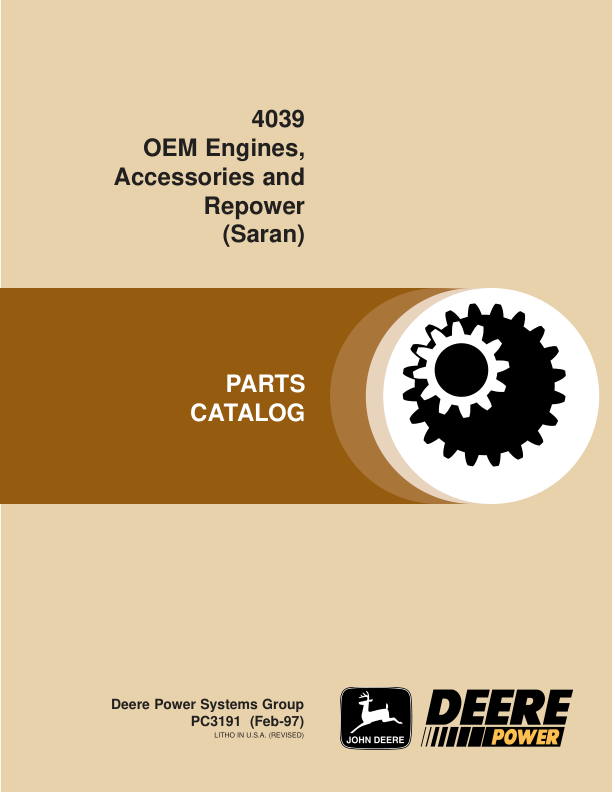 John Deere 4039 Engine Parts Catalog PC3191 - Image 2