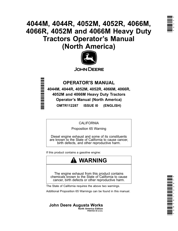 John Deere 4044M 4044R 4052M 4052R 4066M 4066R 4052M 4066M Tractor Operators Manual OMTR112287-I0 - Image 2