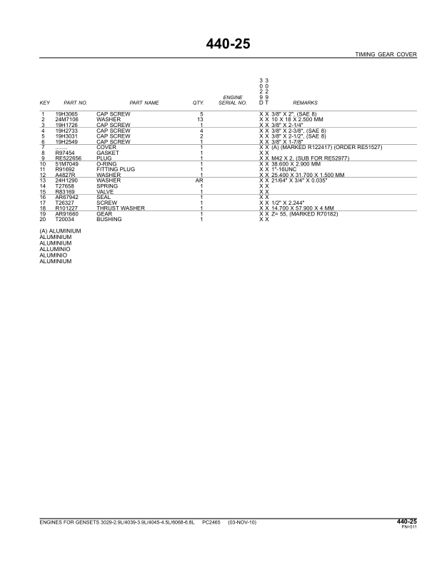 John Deere 4045 3029 6068 TF HF DF Series Engine Parts Catalog PC2465 - Image 21