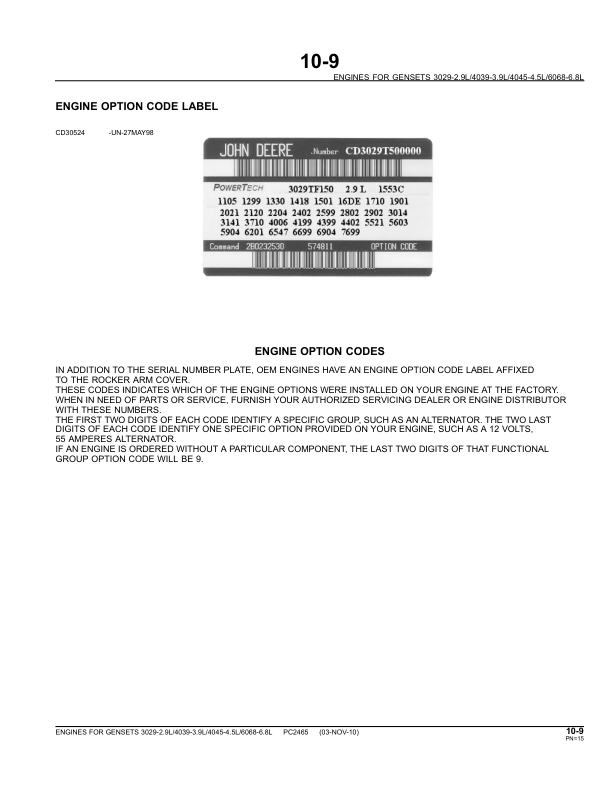 John Deere 4045 3029 6068 TF HF DF Series Engine Parts Catalog PC2465 - Image 11