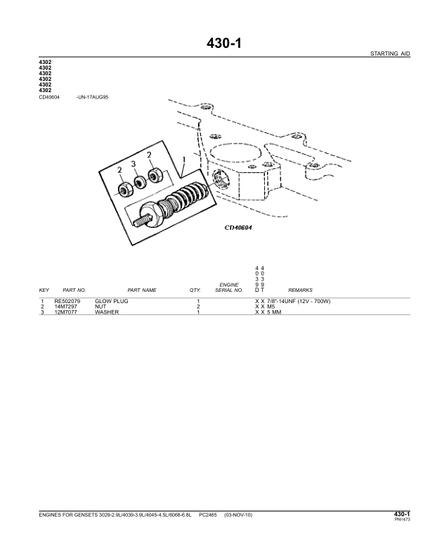 John Deere 4045 3029 6068 TF HF DF Series Engine Parts Catalog PC2465 - Image 20
