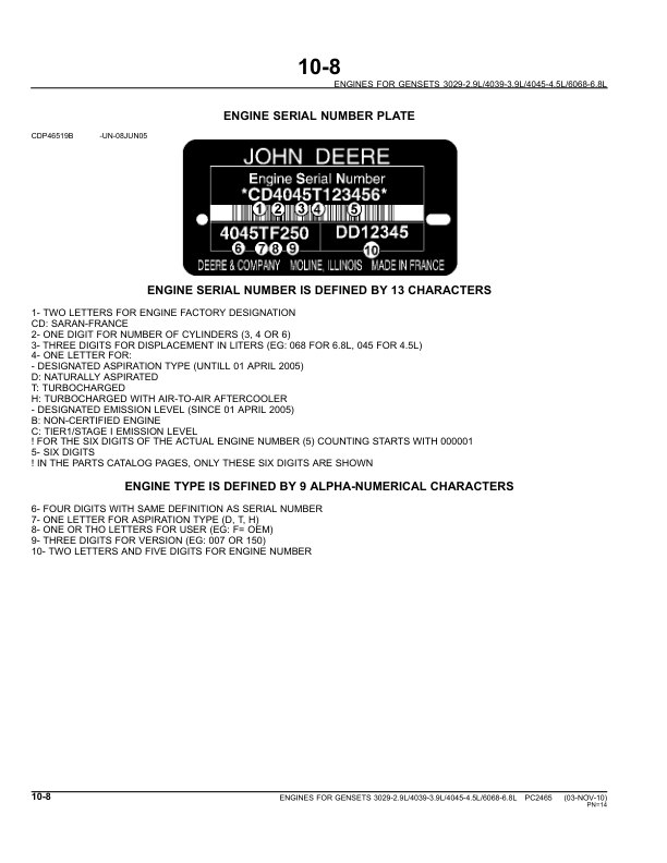 John Deere 4045 3029 6068 TF HF DF Series Engine Parts Catalog PC2465 - Image 10