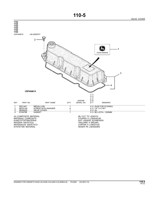 John Deere 4045 3029 6068 TF HF DF Series Engine Parts Catalog PC2465 - Image 22