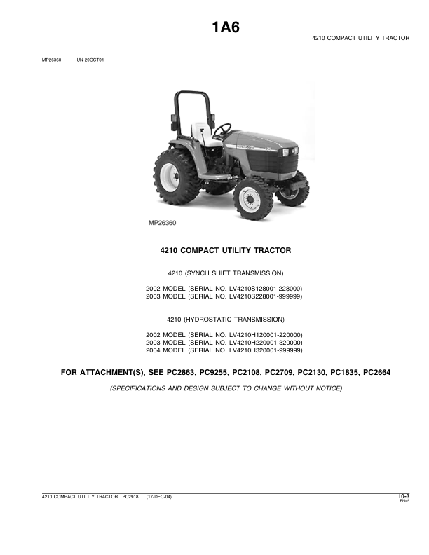John Deere 4210 Tractor Parts Catalog PC2918 - Image 15