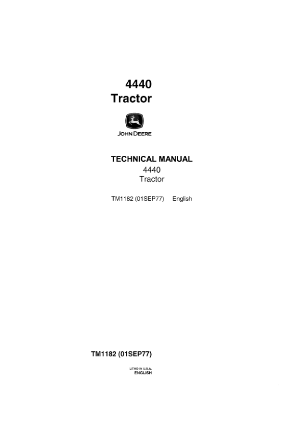 John Deere 4440 Tractor Service Manual TM1182 - Image 2