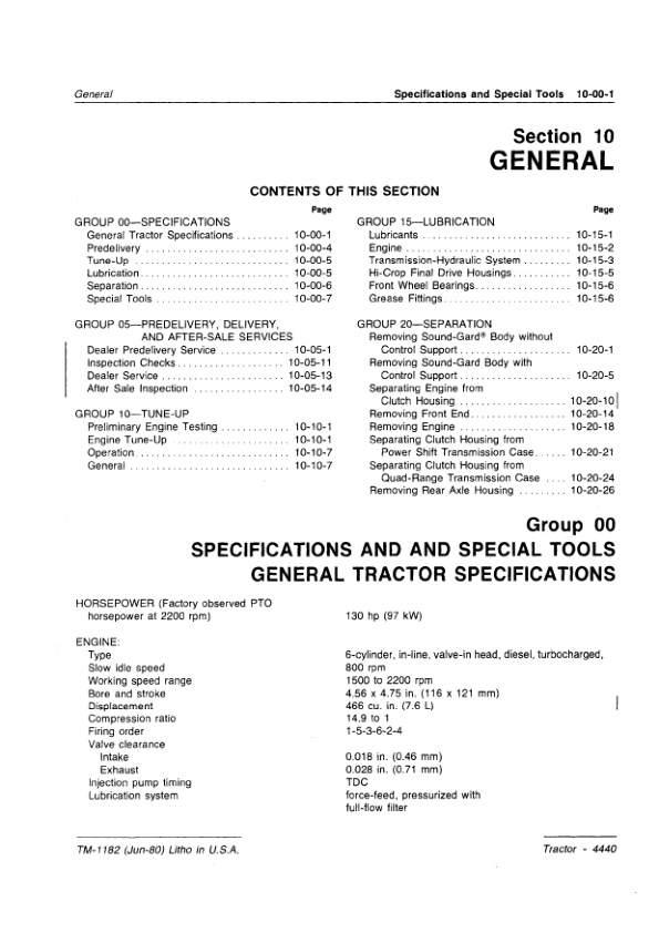 John Deere 4440 Tractor Service Manual TM1182 - Image 6