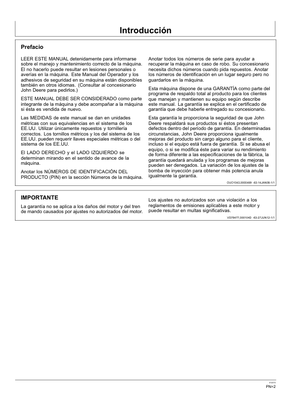 John Deere 450J 550J 650J Bulldozer Operators Manual OMT227286-A5 ES - Image 8