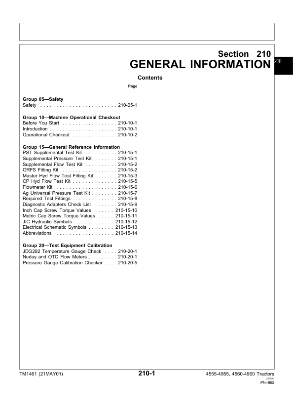 John Deere 4555 4755 4955 4560 4760 4960 Tractor Operation and Test Service Manual TM1461 - Image 6