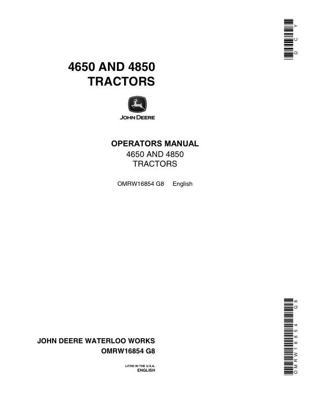 John Deere 4650 4850 Tractor Operators Manual OMRW16854-G8 - Image 2