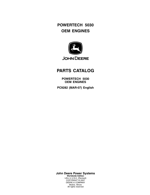 John Deere 5030 PowerTech Engine Parts Catalog PC9282 - Image 2