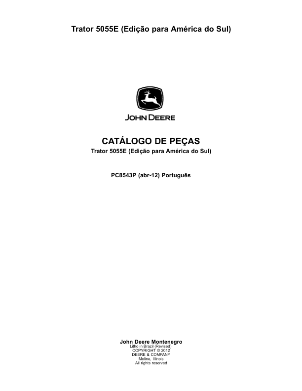 John Deere 5055E Tractor Parts Catalog PC8543P-12 PT - Image 2