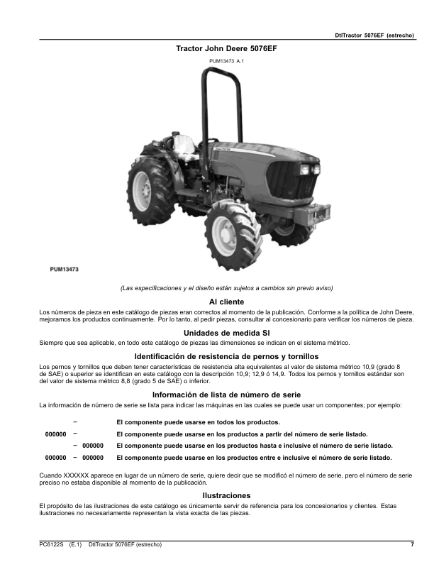 John Deere 5076EF Tractor Parts Catalog PC6122S ES - Image 10