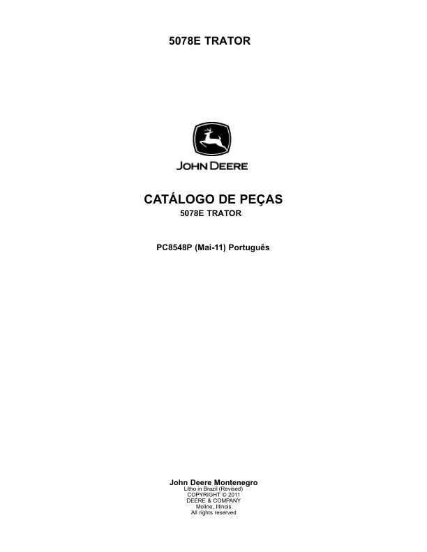 John Deere 5078E Tractor Parts Catalog PC8548P-11 PT - Image 2