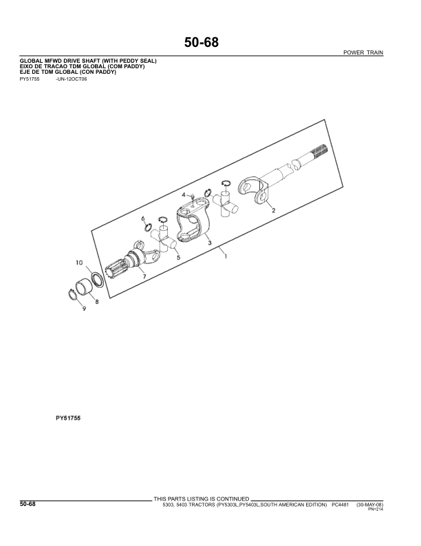 John Deere 5303 5403 Tractor Parts Catalog PC4481 - Image 19